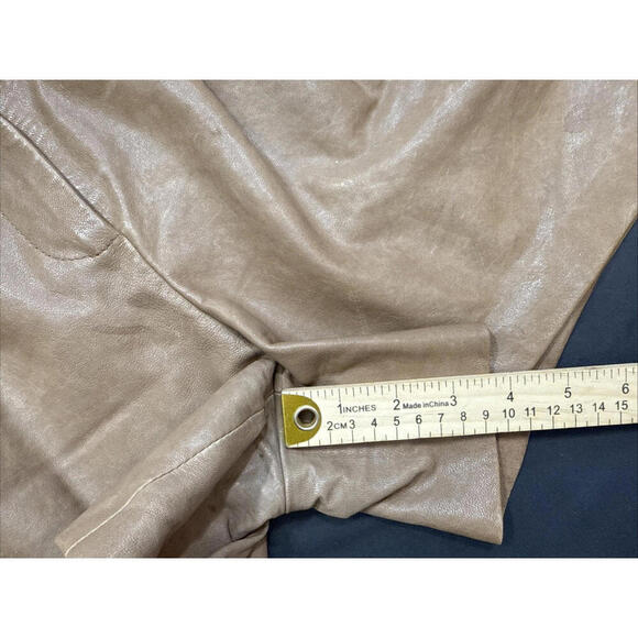 Tibi Brown 100% Lamb Leather Shorts Designer City Chic Classic Front Zip Lined 4 - Picture 6 of 15